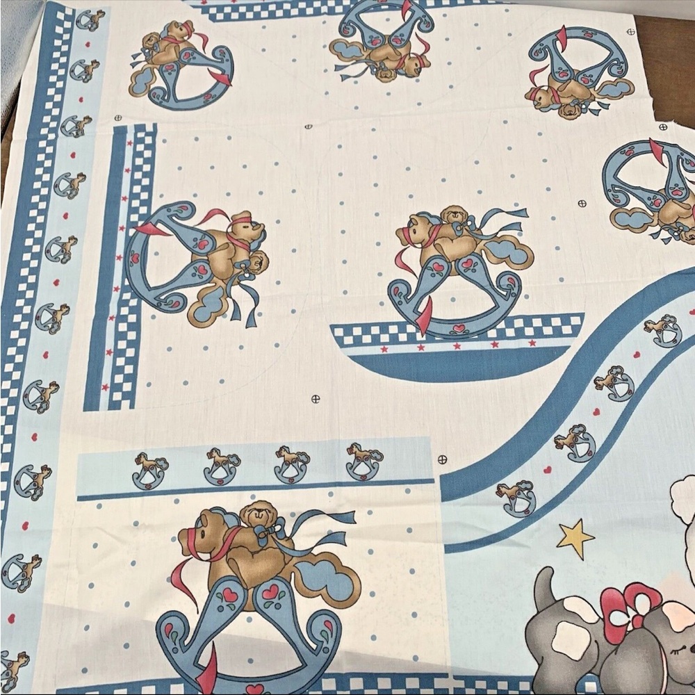 Vintage Daisy Kingdom By Laurie 1991 Rocking Horse Teddy Bear Fabric Appliqués
